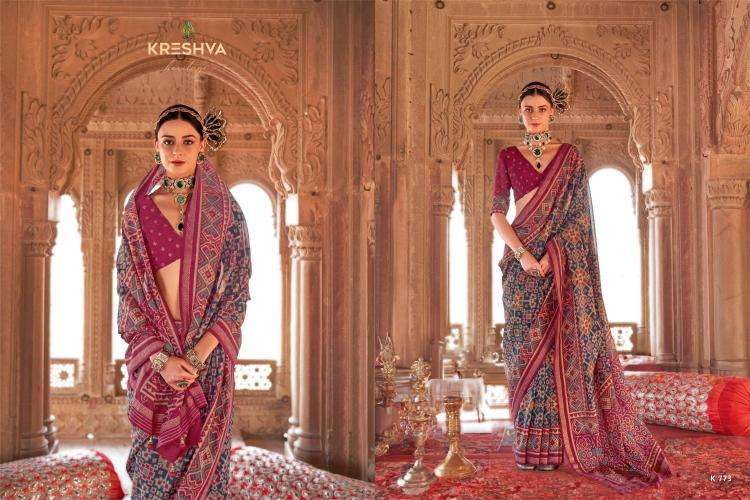 kreshva presents rang vatika 771-782 two tone georgette party wear saree catalog wholesaler and exporter in surat