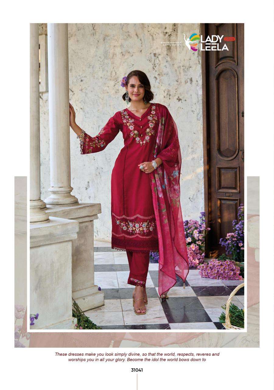 lady leela presents charchay viscose readymade party wear 3pcs kurtis catalog wholesaler and exporter 