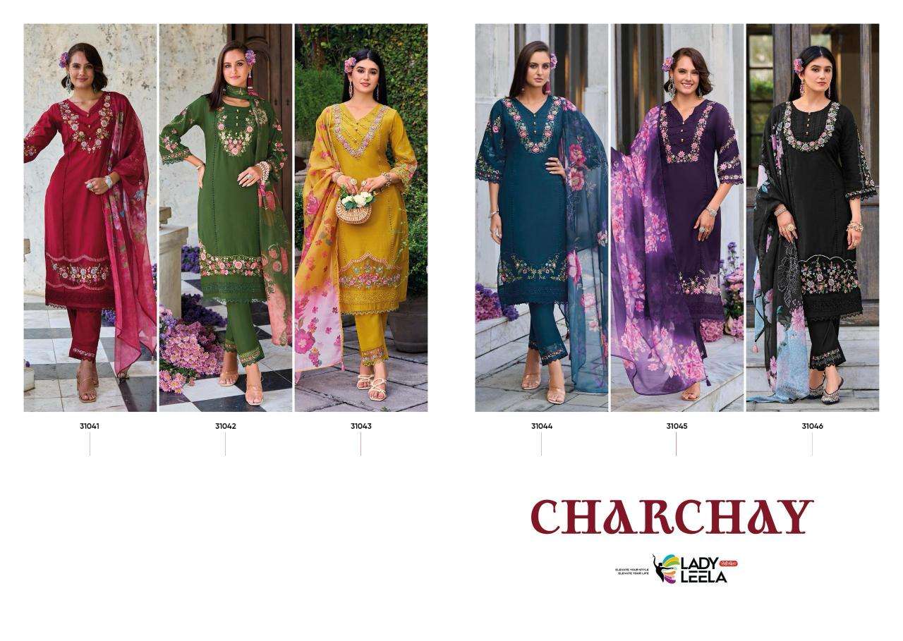 lady leela presents charchay viscose readymade party wear 3pcs kurtis catalog wholesaler and exporter 