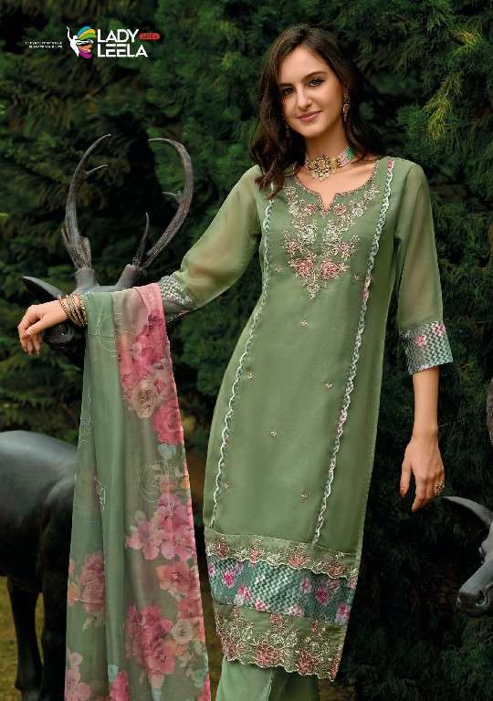 lady leela presents Inaya vol-2 readymade organza modern 3pcs kurtis catalog wholesaler and exporter 