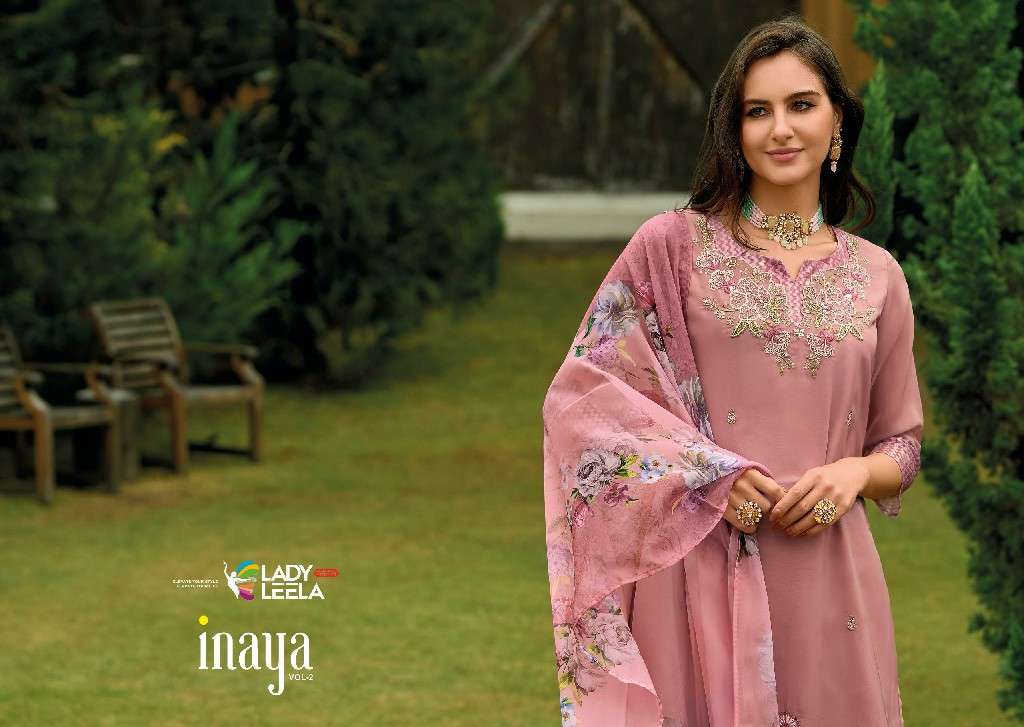 lady leela presents Inaya vol-2 readymade organza modern 3pcs kurtis catalog wholesaler and exporter 