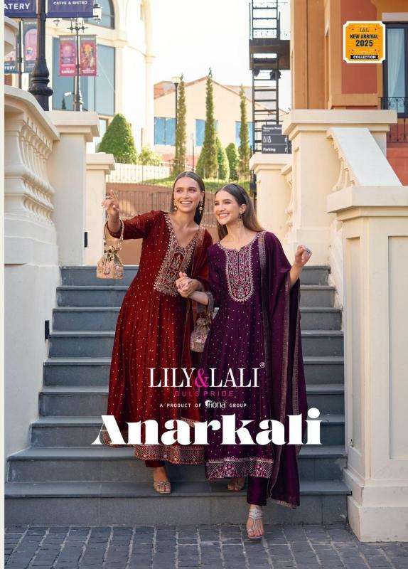 Lily & Lali Presents Anarkali Readymade Vichitra Silk Handwork 3pcs Kurtis Catalog Wholesaler And Exporter 
