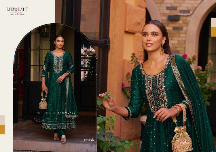 Lily & Lali Presents Anarkali Readymade Vichitra Silk Handwork 3pcs Kurtis Catalog Wholesaler And Exporter 
