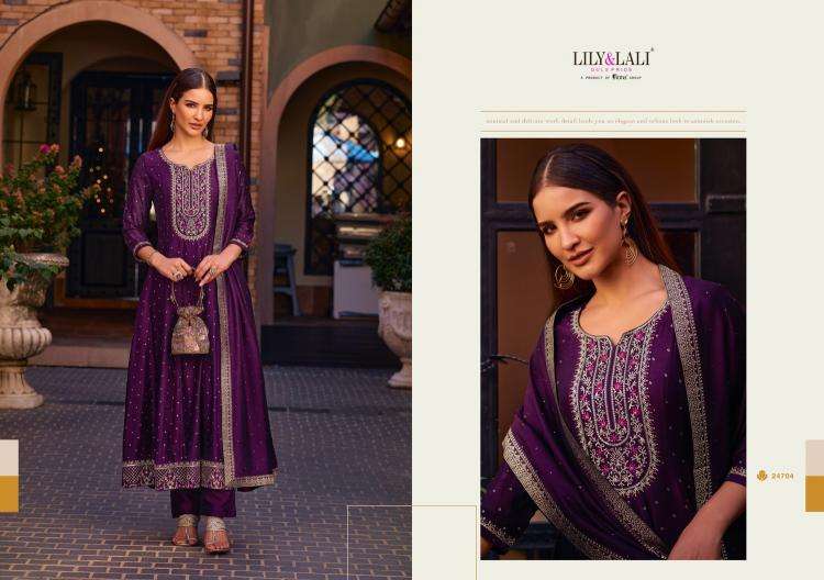 Lily & Lali Presents Anarkali Readymade Vichitra Silk Handwork 3pcs Kurtis Catalog Wholesaler And Exporter 