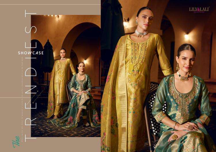 lily & lali presents faridan vol-2 fully stitch banarasi simar jari silk designer ladies kurtis catalog wholesaler and exporter 