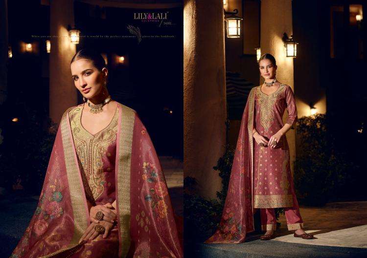 lily & lali presents faridan vol-2 fully stitch banarasi simar jari silk designer ladies kurtis catalog wholesaler and exporter 