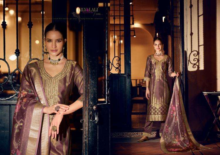 lily & lali presents faridan vol-2 fully stitch banarasi simar jari silk designer ladies kurtis catalog wholesaler and exporter 