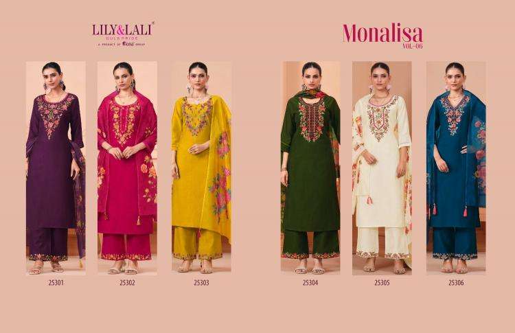 lily & lali presents monalisa vol-6 readymade viscose designer 3pcs kurtis catalog wholesaler and exporter 