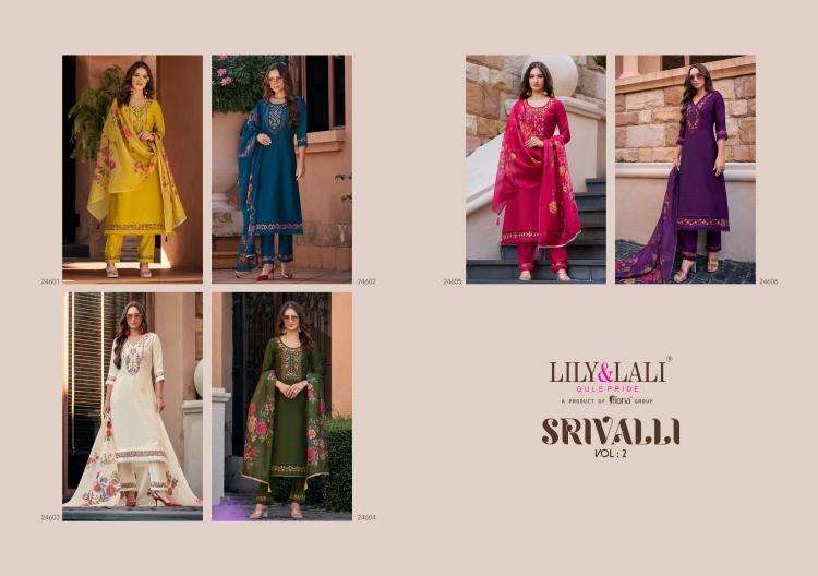 Lily & Lali Presents Srivalli Vol-2 Readymade Viscose Silk Modern Salwar Suit Catalog Wholesaler And Exporter In Surat