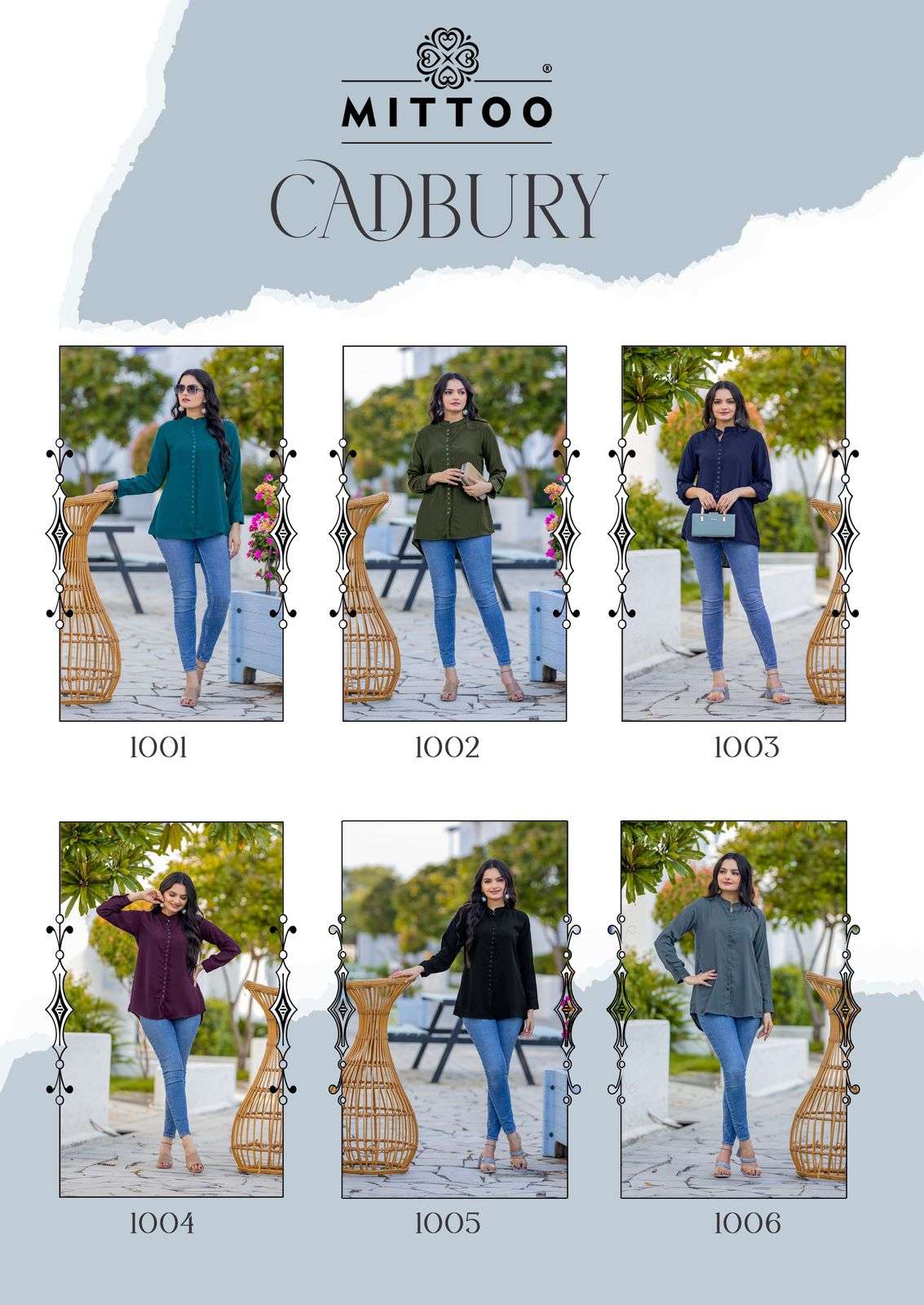 MITTOO PRESENTS CUDBURY RAYON SHORT KURTIS CATALOG WHOLESALER AND EXPORTER IN SURAT