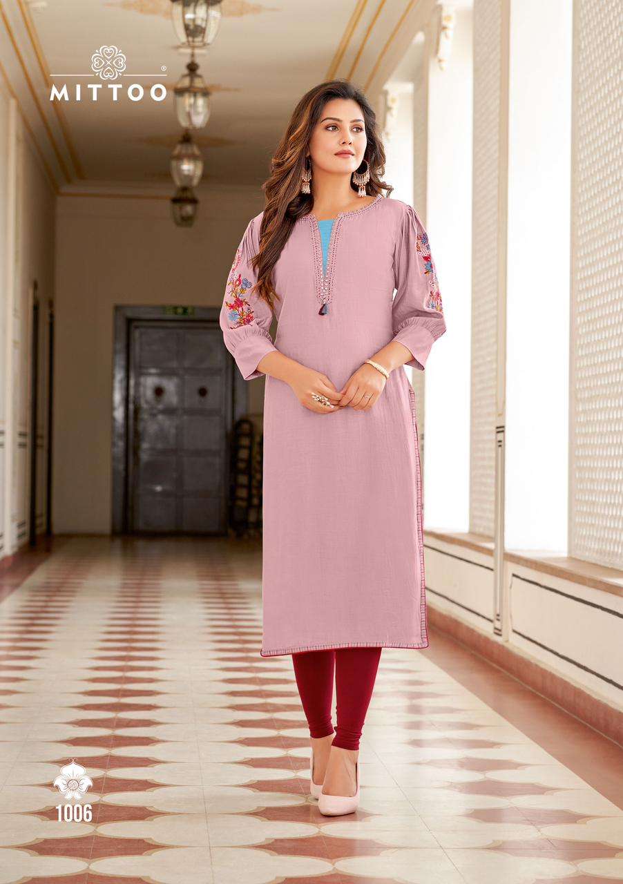MITTOO PRESENTS KAAMIYA FANCY RAYON KURTIS CATALOG WHOLESALER AND EXPORTER IN SURAT