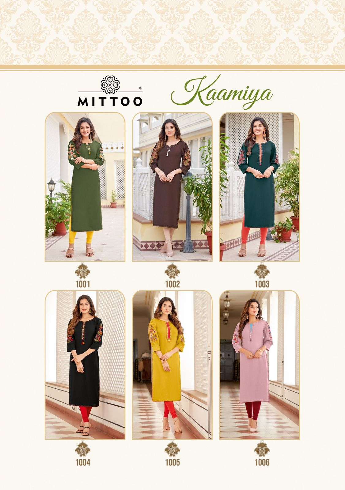 MITTOO PRESENTS KAAMIYA FANCY RAYON KURTIS CATALOG WHOLESALER AND EXPORTER IN SURAT