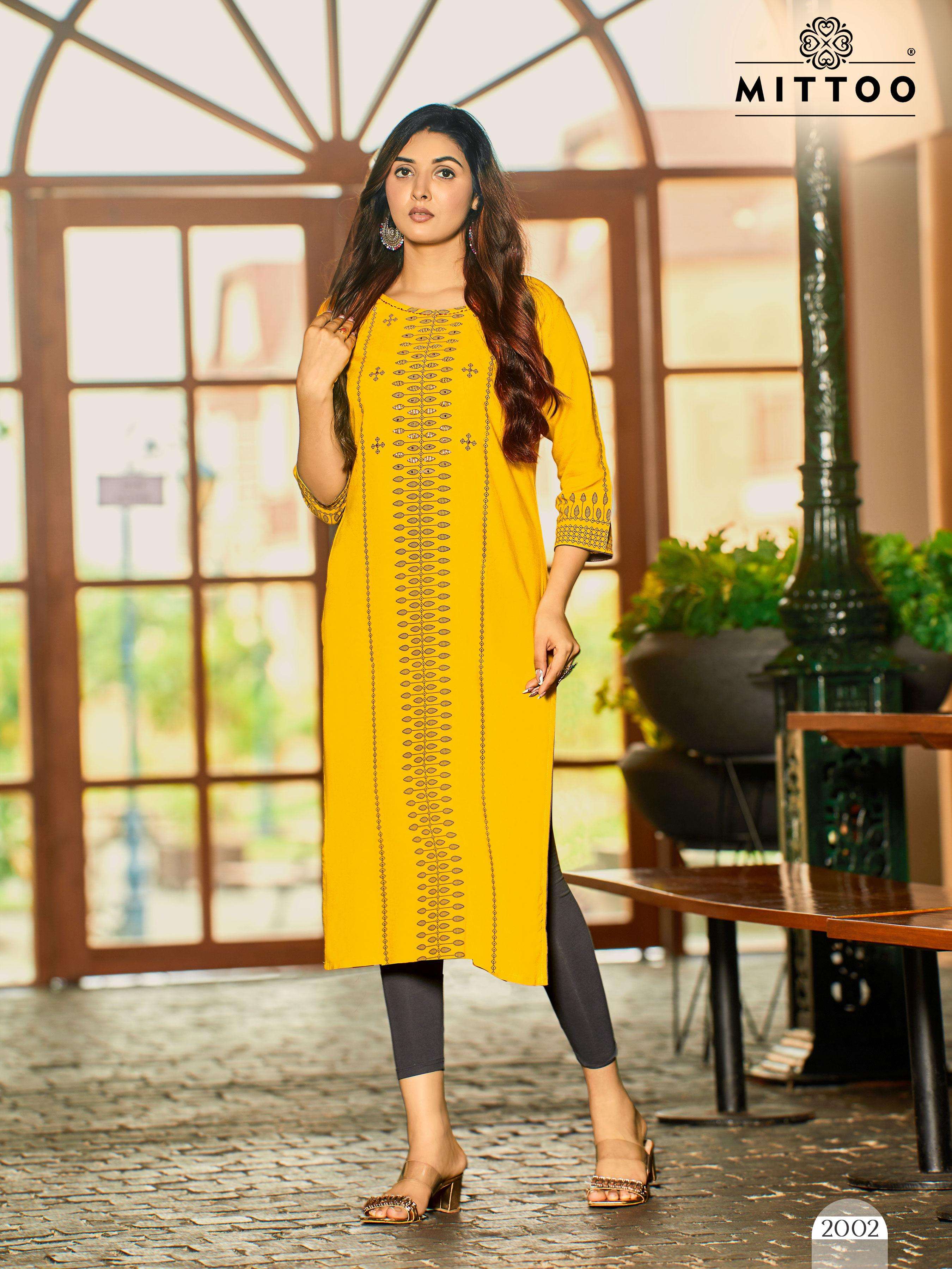 MITTOO PRESENTS SAAYRA FANCY RAYON KURTIS CATALOG WHOLESALER AND EXPORTER IN SURAT
