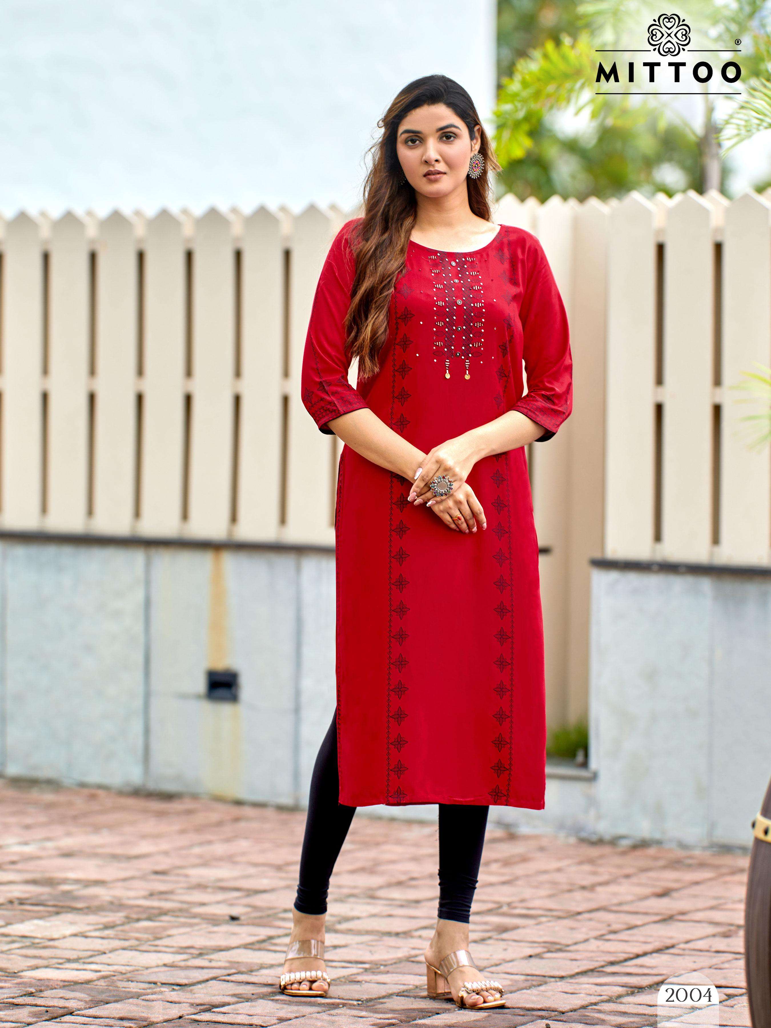 MITTOO PRESENTS SAAYRA FANCY RAYON KURTIS CATALOG WHOLESALER AND EXPORTER IN SURAT