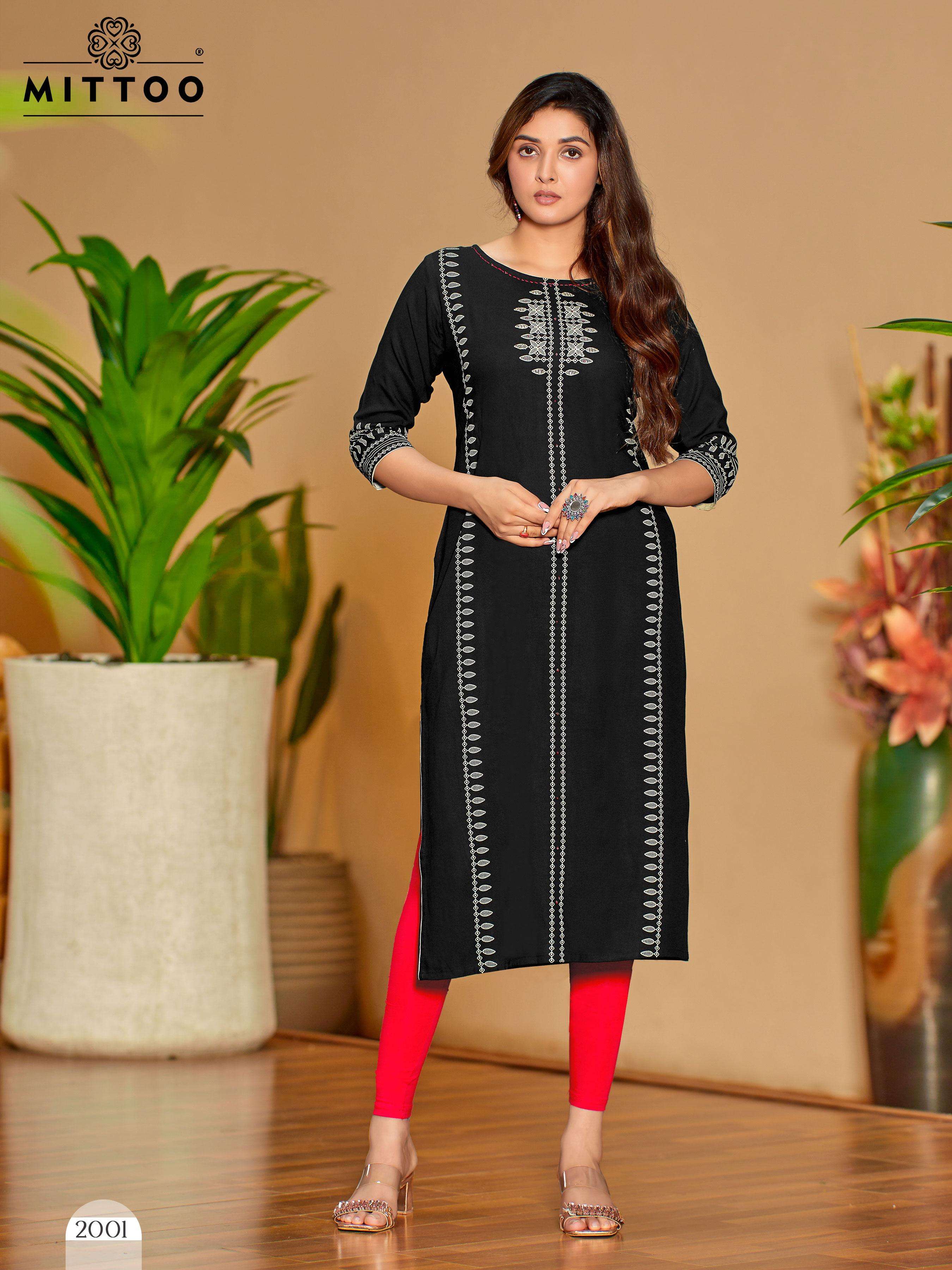 MITTOO PRESENTS SAAYRA FANCY RAYON KURTIS CATALOG WHOLESALER AND EXPORTER IN SURAT