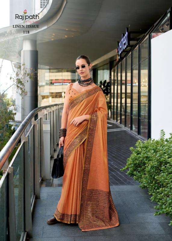 rajpath presents blackberry linen tissue silk elegant style saree catalog wholesaler and exporter 