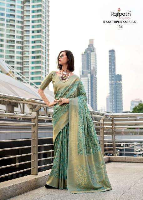rajpath presents butterscotch kanchivaram handloom stylish look saree catalog wholesaler and exporter 