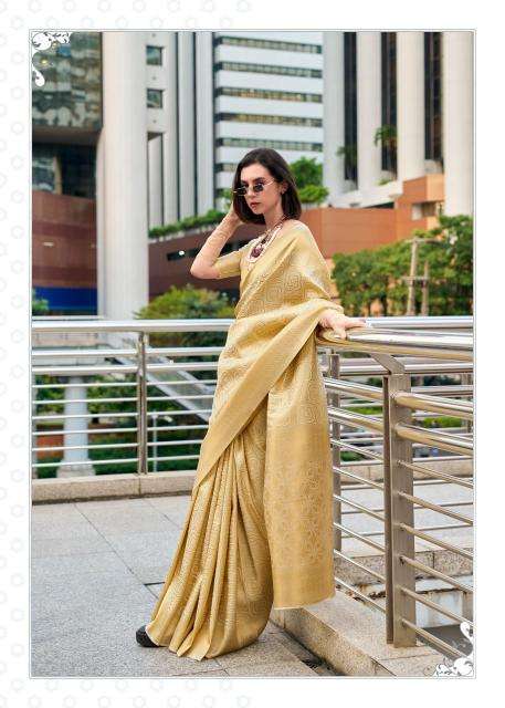 rajpath presents butterscotch kanchivaram handloom stylish look saree catalog wholesaler and exporter 
