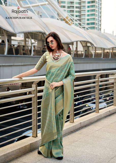 rajpath presents butterscotch kanchivaram handloom stylish look saree catalog wholesaler and exporter 