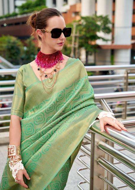rajpath presents butterscotch kanchivaram handloom stylish look saree catalog wholesaler and exporter 