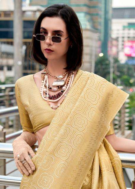 rajpath presents butterscotch kanchivaram handloom stylish look saree catalog wholesaler and exporter 