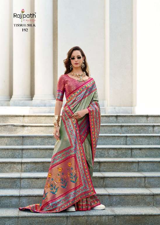 Rajpath Presents Rajkumari Wholesale Tissue Silk Party Wear Sarees Catalog Wholesaler And Exporter In Surat