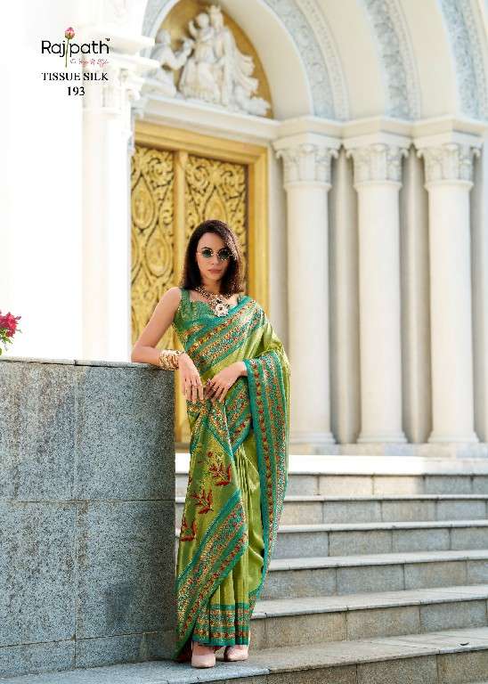 Rajpath Presents Rajkumari Wholesale Tissue Silk Party Wear Sarees Catalog Wholesaler And Exporter In Surat