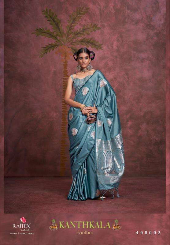  rajtex presents kanthkala panther satin handloom shop trendy sarees catalog wholesaler and exporter in surat