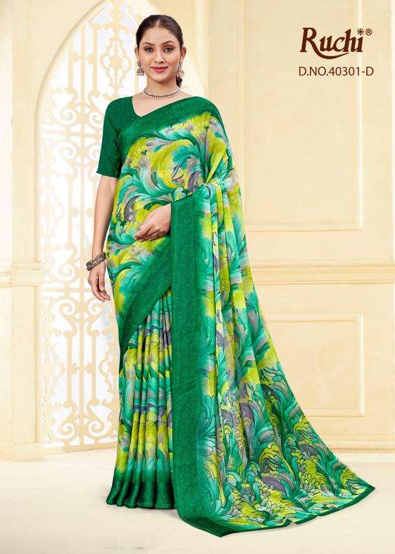 ruchi presents cherry vol-43 chiffon printed sarees catalog wholesaler and exporter 