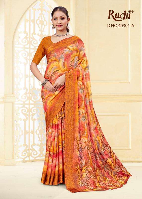 ruchi presents cherry vol-43 chiffon printed sarees catalog wholesaler and exporter 