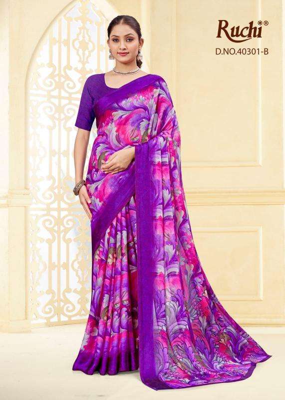 ruchi presents cherry vol-43 chiffon printed sarees catalog wholesaler and exporter 