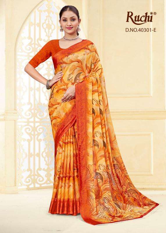 ruchi presents cherry vol-43 chiffon printed sarees catalog wholesaler and exporter 