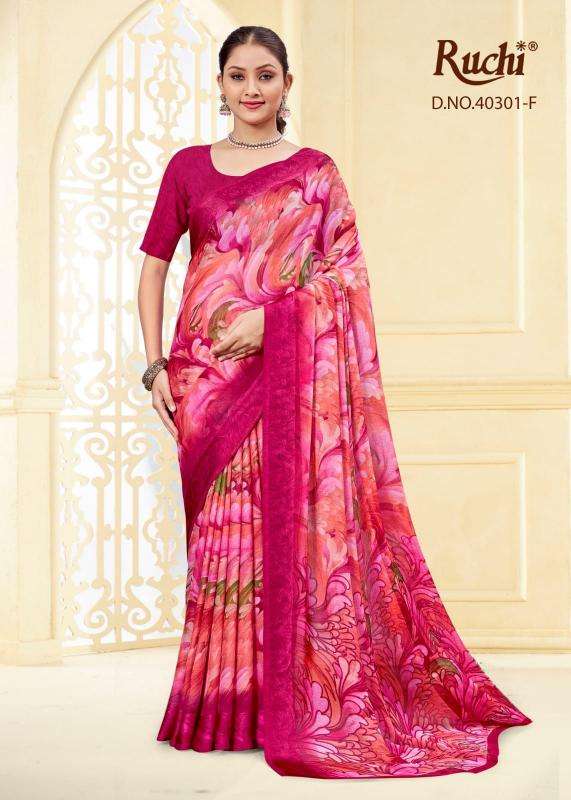 ruchi presents cherry vol-43 chiffon printed sarees catalog wholesaler and exporter 