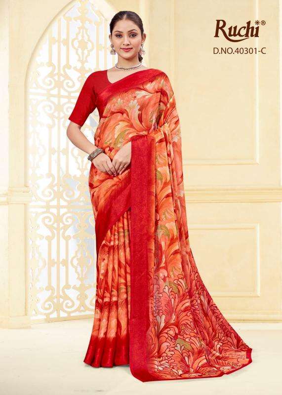 ruchi presents cherry vol-43 chiffon printed sarees catalog wholesaler and exporter 