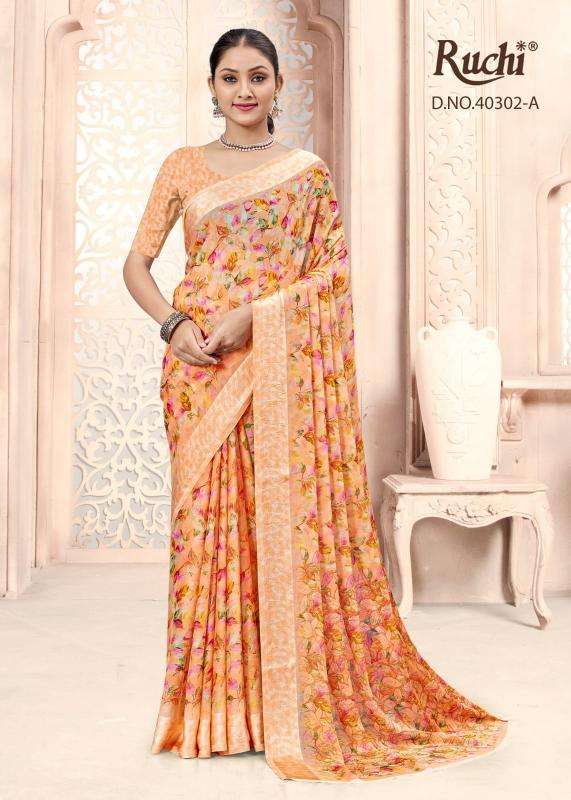 ruchi presents cherry vol-44 chiffon printed best saree catalog wholesaler and exporter 