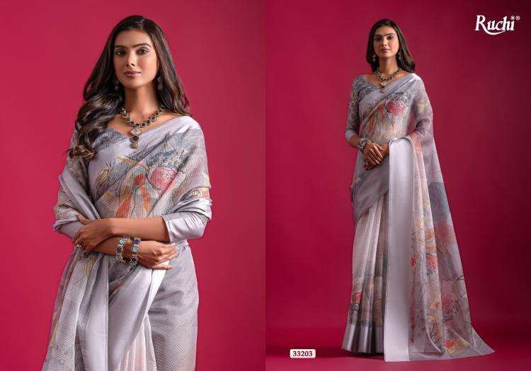 ruchi presents saanchi linen daily wear saree catalog wholesaler and exporter 