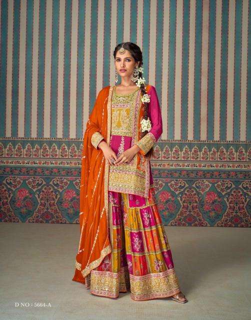 sayuri designer presents mahi pro readymade chinon silk plazzo style dress catalog wholesaler and exporter in surat
