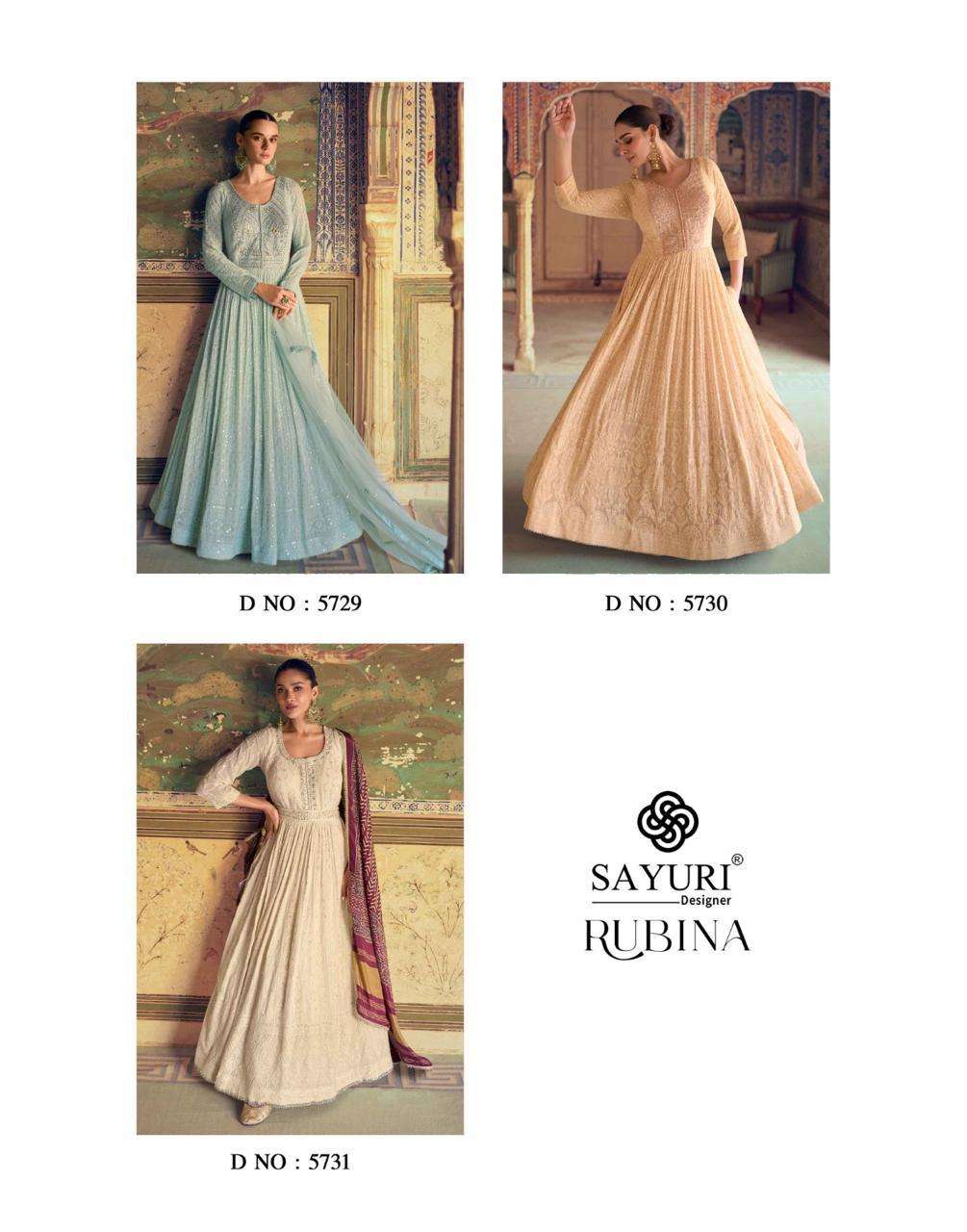 sayuri designer presents rubina readymade classic gown catalog wholesaler and exporter in surat