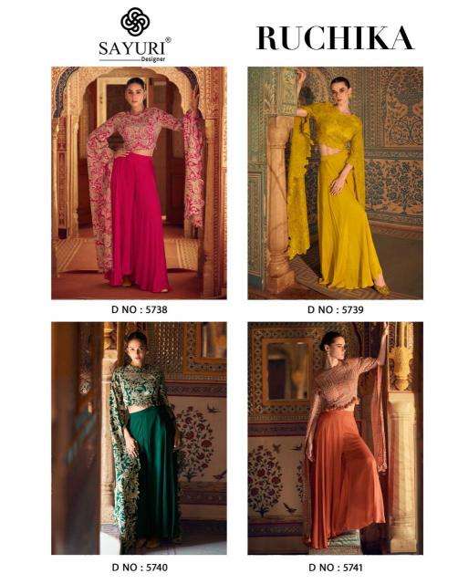 Sayuri Designer Presents Ruchika Chinon Silk Readymade Party Wear Western Dress Catalog Wholesaler And Exporter 