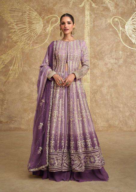 sayuri designer presents sawaria gold georgette readymade classic indo western dress catalog wholesaler and exporter in surat