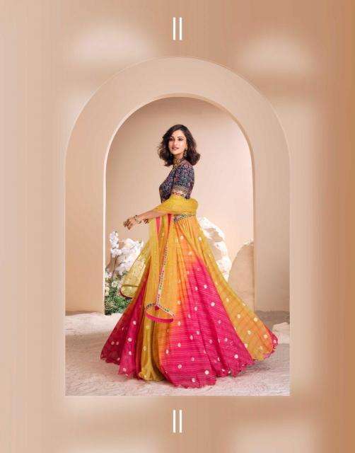 sayuri designer presents sawaymvar viscose jacquard silk full stitch wedding special lehenga catalog wholesaler and exporter in surat