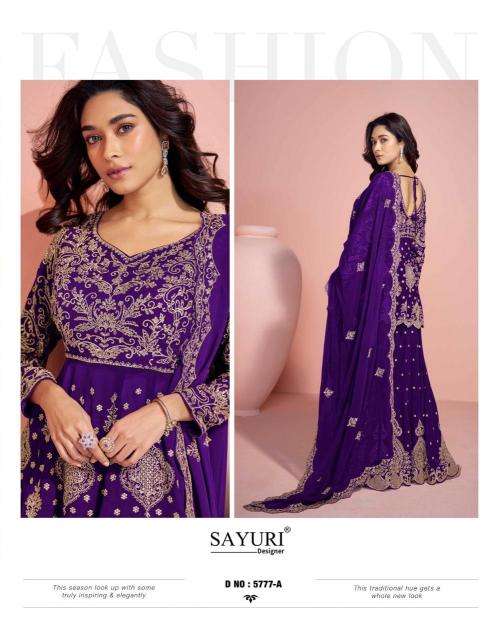 sayuri designer presents veera fully stitch georgette traditional plazzo salwar suit for festivals catalog wholesaler and exporter in surat