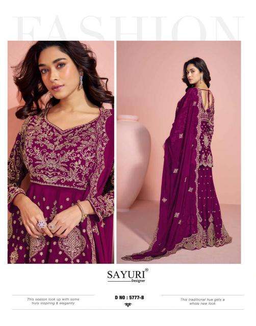sayuri designer presents veera fully stitch georgette traditional plazzo salwar suit for festivals catalog wholesaler and exporter in surat