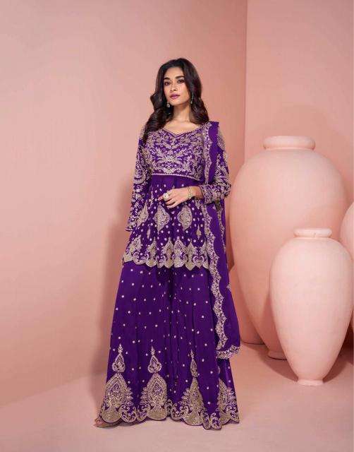 sayuri designer presents veera fully stitch georgette traditional plazzo salwar suit for festivals catalog wholesaler and exporter in surat