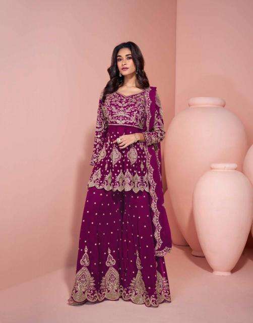 sayuri designer presents veera fully stitch georgette traditional plazzo salwar suit for festivals catalog wholesaler and exporter in surat