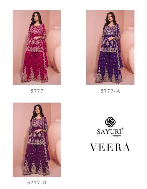 sayuri designer presents veera fully stitch georgette traditional plazzo salwar suit for festivals catalog wholesaler and exporter in surat