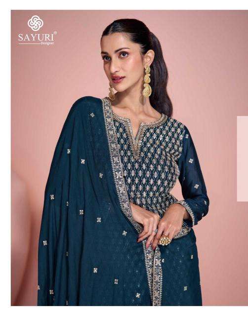 sayuri designer presents zoha chinon silk full stitch traditional plazzo suit perfect for festivals catalog wholesaler and exporter 