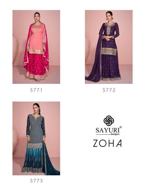 sayuri designer presents zoha chinon silk full stitch traditional plazzo suit perfect for festivals catalog wholesaler and exporter 