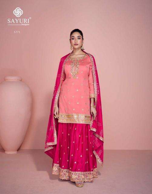 sayuri designer presents zoha chinon silk full stitch traditional plazzo suit perfect for festivals catalog wholesaler and exporter 