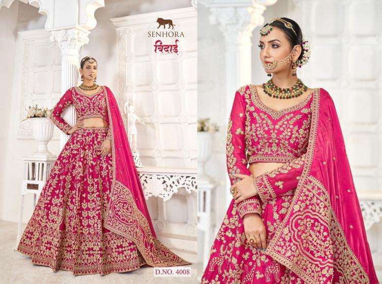 senhora presents bidai jimmy choo semi stitch lehenga unstitch blouse engagement lehenga for bride catalog wholesaler and exporter in surat